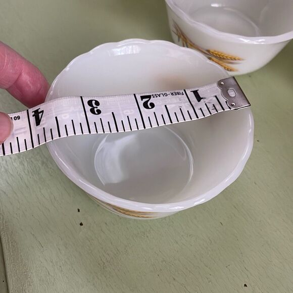 Fire King set of 6 Golden Wheat custard ice cream fruit bowls milk glass. - Picture 5 of 6